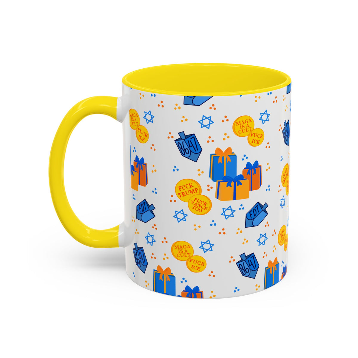 Hanukkah Gift Coffee Mug – Happy Hanukkah Dreidel Gelt Gifts FDT Mug