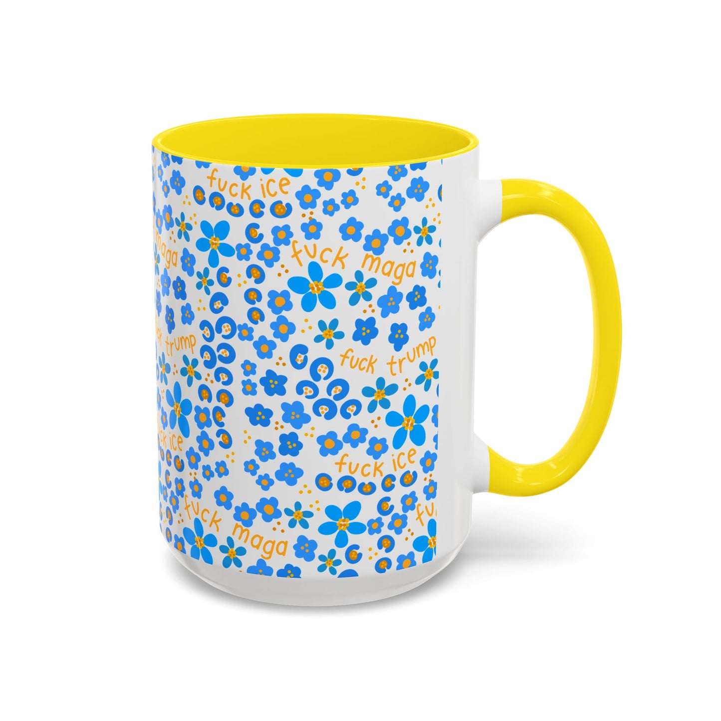 Slightly subtle Blue Floral Pattern mug | Swear Word Accent Coffee Mug FDT