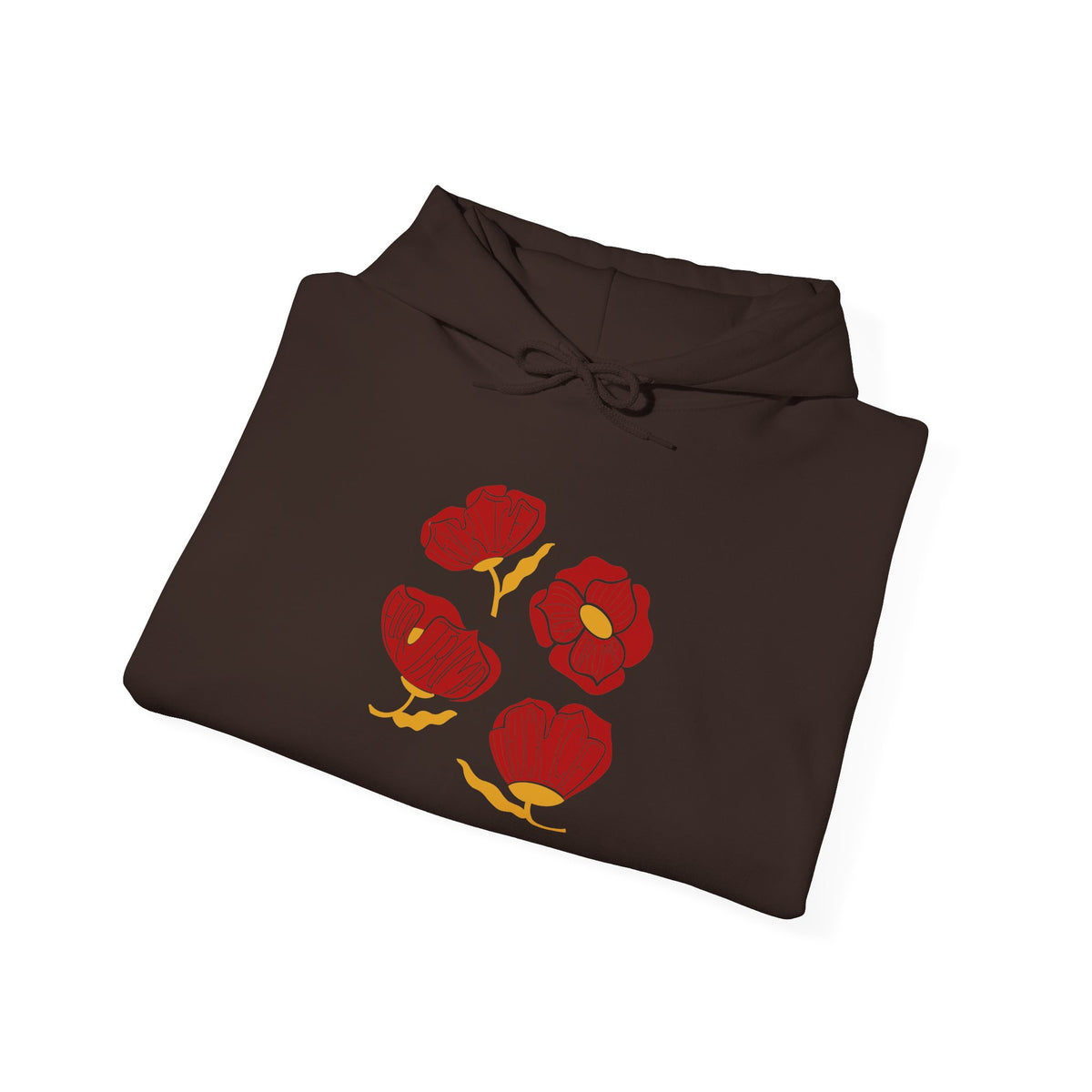 Slightly Subtle Red Poppy Flowers Hoodie | Floral Illustration, Minimal Line Art FDT