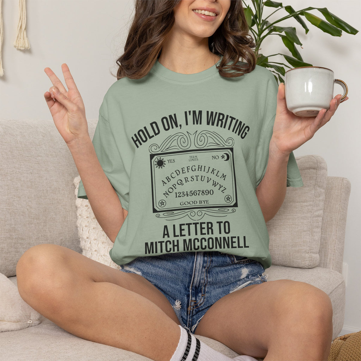 Ouija Board 'Hold On, I'm Writing a Letter to Mitch McConnell' T-Shirt