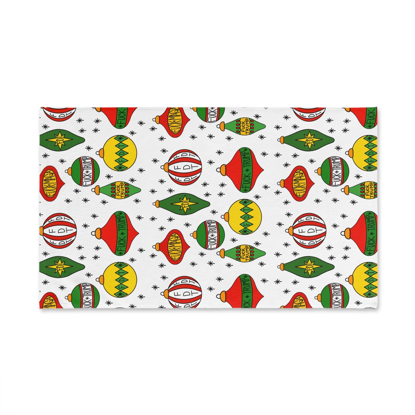 Slightly Subtle Ornament Red and Green Festive Holiday Hand Towel Kitchen Decor Christmas Gift FDT Seasonal Party Supplies, Bright Tea Towel