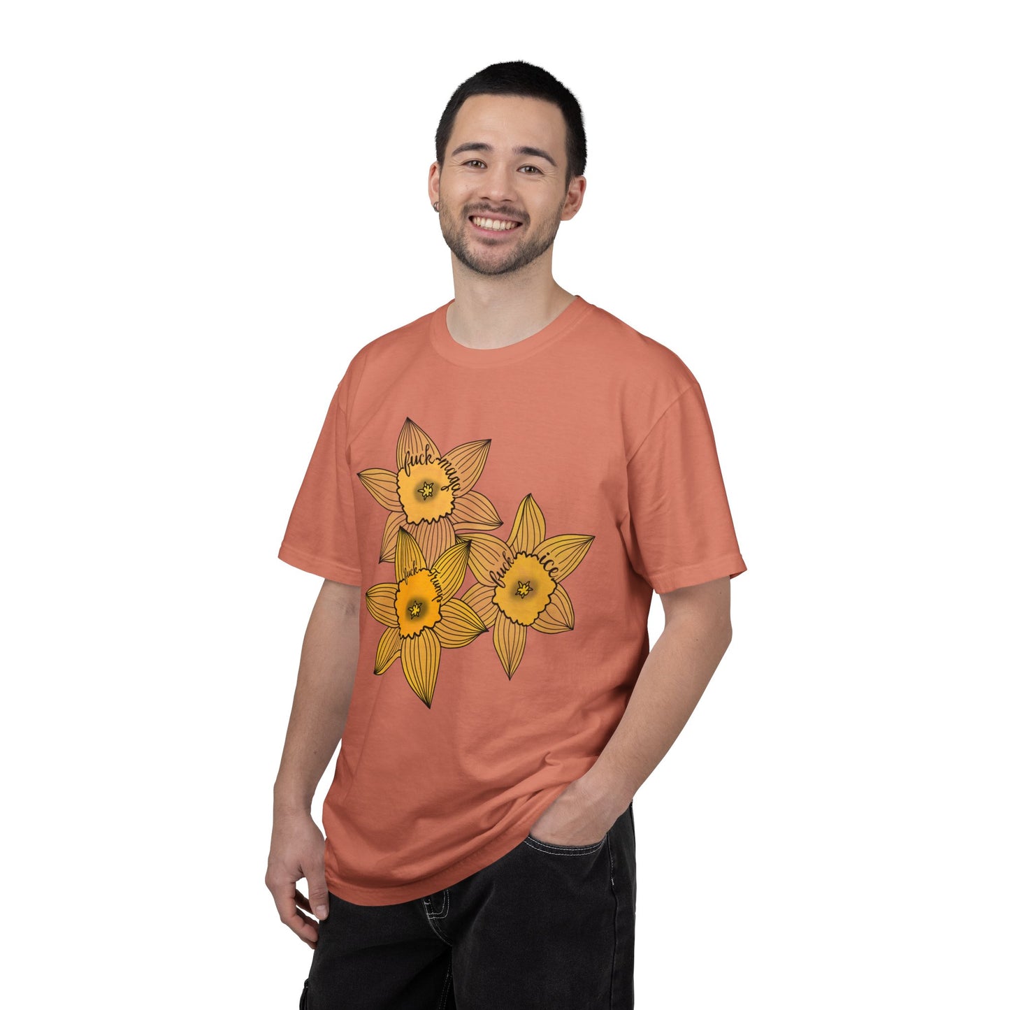 Slightly Subtle Daffodil Trio T-shirt | Yellow Floral Spring Bloom Tee FDT