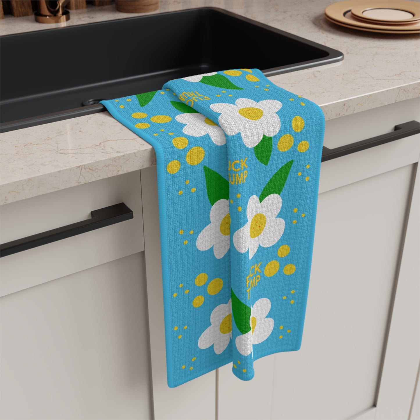 Blue Daisy Tea Towel FDT Political Kitchen Towel