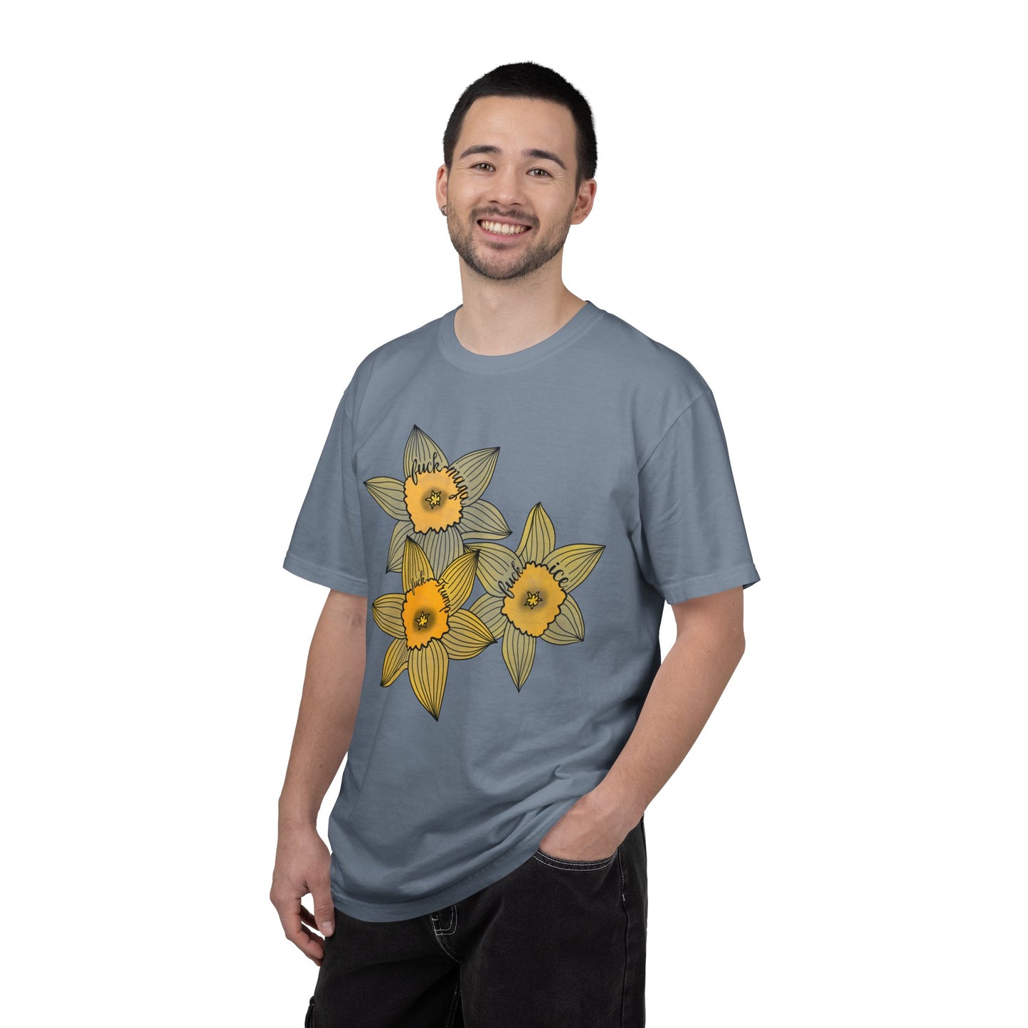 Slightly Subtle Daffodil Trio T-shirt | Yellow Floral Spring Bloom Tee FDT