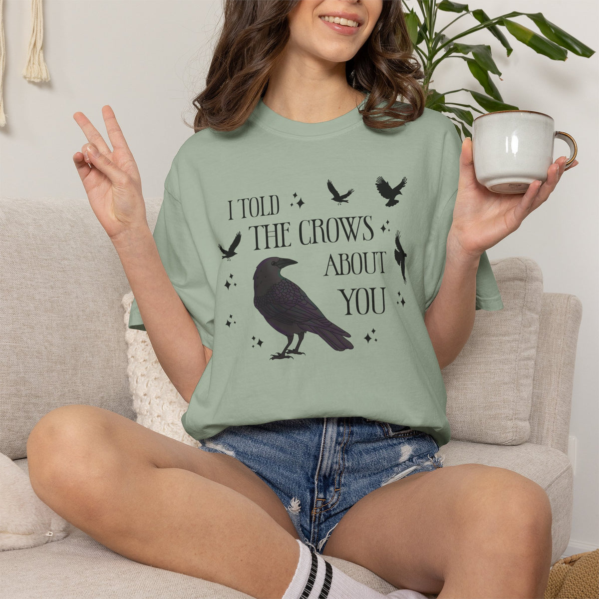 I Told The Crows About You Witchy Crow Raven Graphic Tee