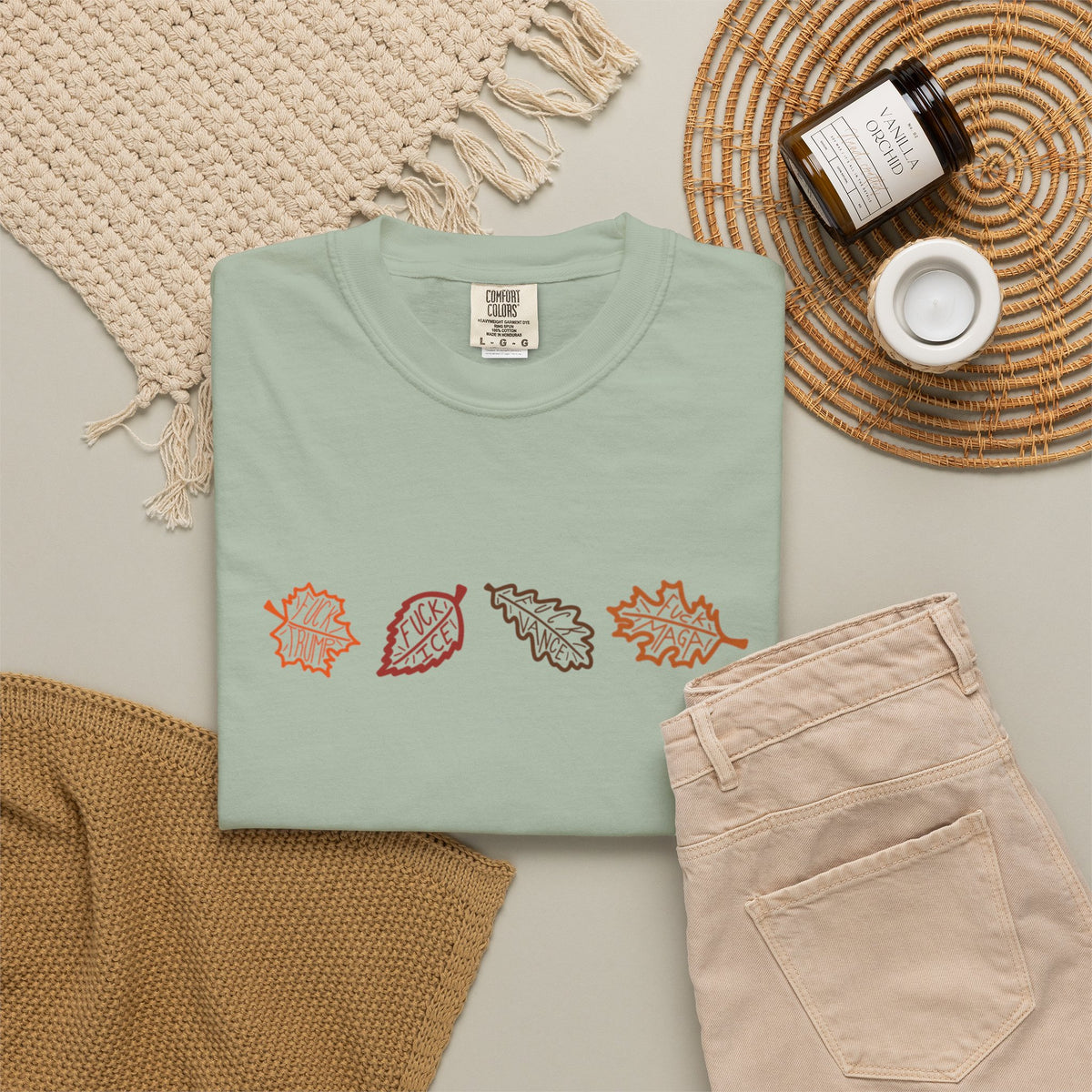 Autumn Leaves T-Shirt FDT Minimal Fall Foliage Graphic Tee
