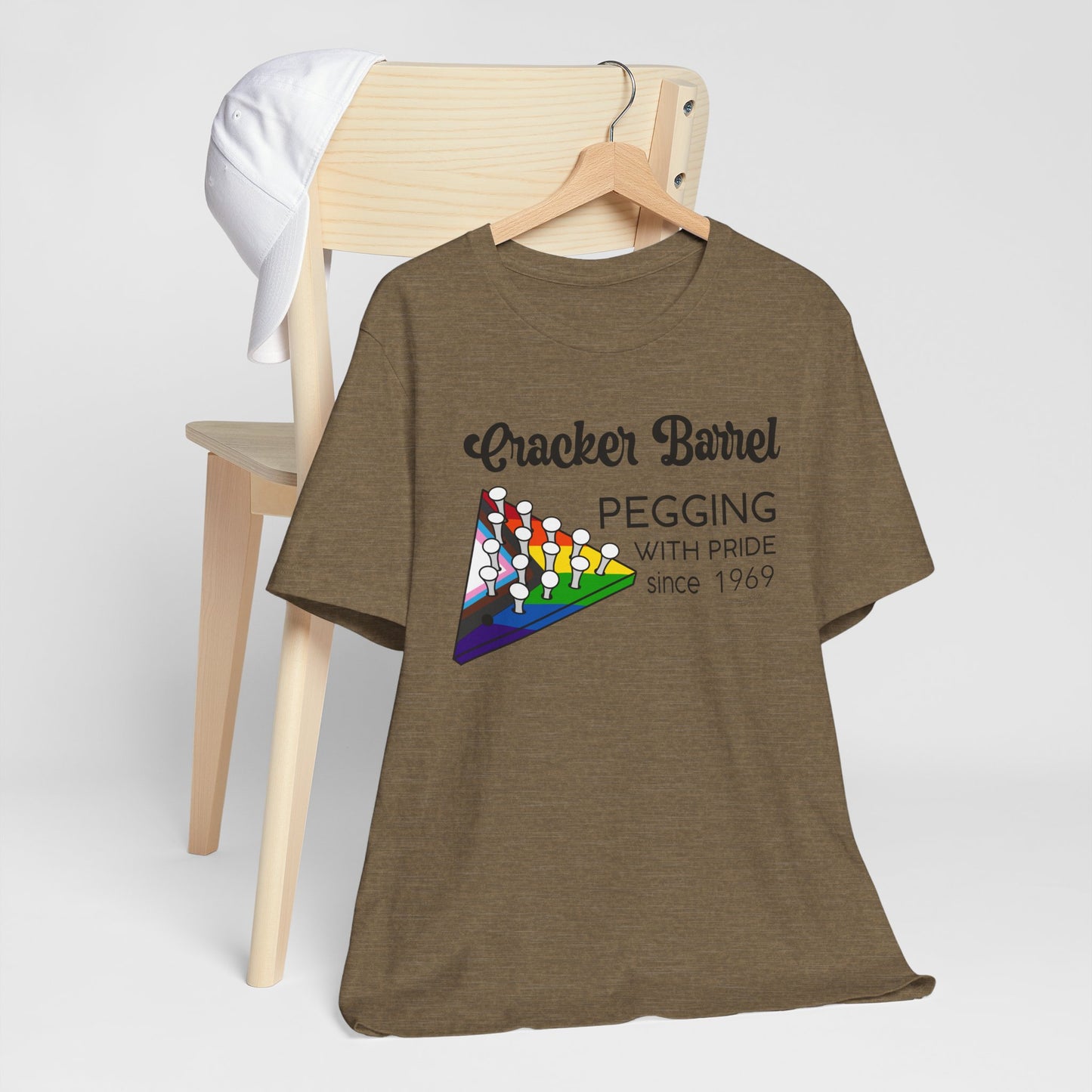 Pegging with Pride Unisex Graphic Tee, Funny Short Sleeve T-Shirt for LGBTQ+ Pride Events, Gift for Friends, Fun Casual Wear