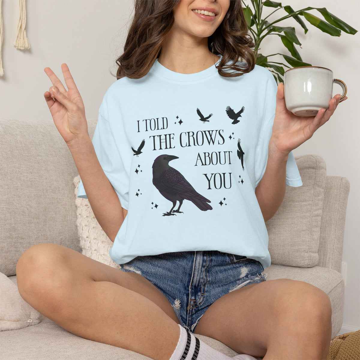 I Told The Crows About You Witchy Crow Raven Graphic Tee