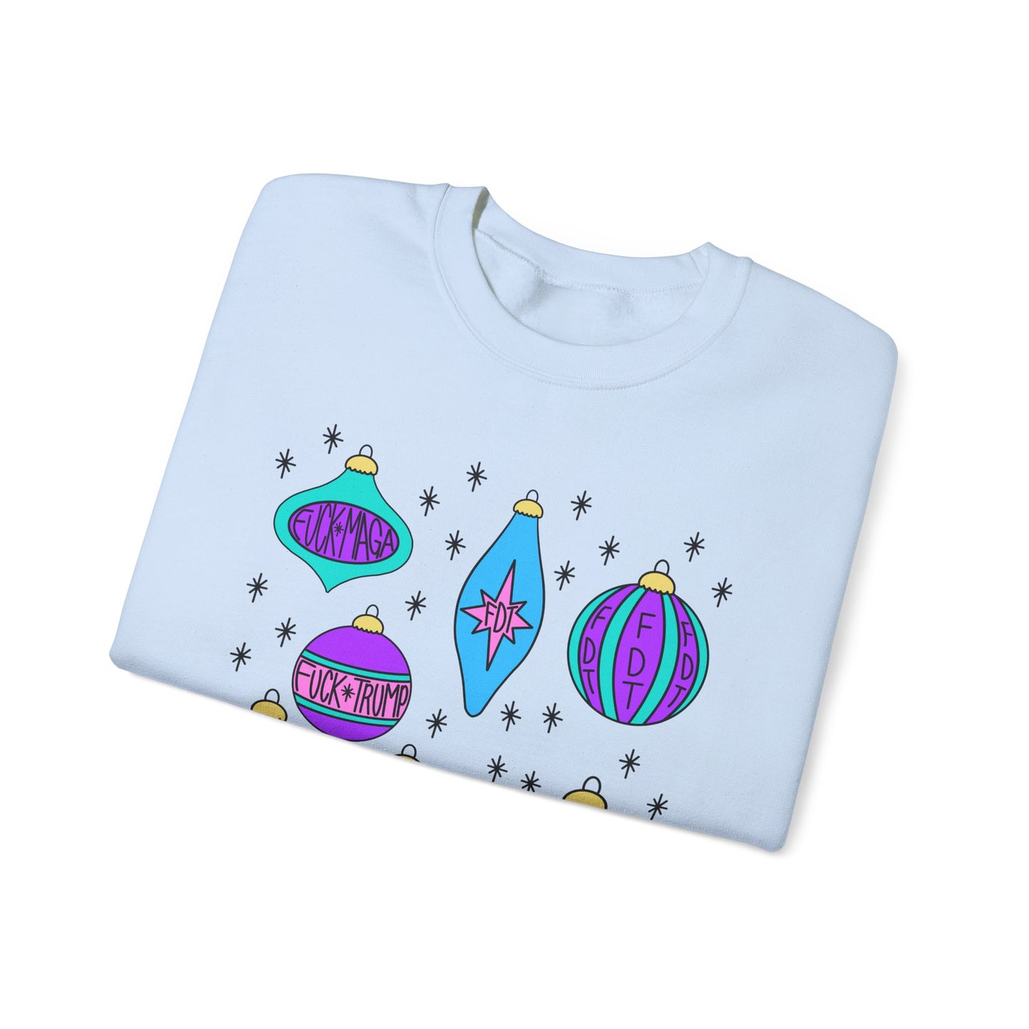 Slightly Subtle Ornaments Colorful Holiday FDT Sweatshirt, Cozy Unisex Crewneck Christmas, Gift for Her, Winter Wear, Festive Apparel