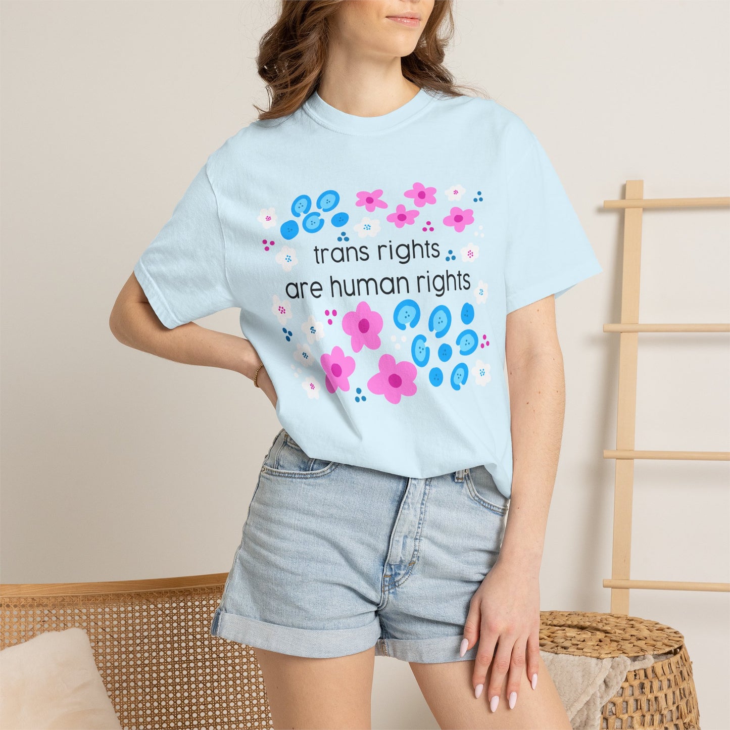 trans rights are human rights T-shirt | floral trans pride design