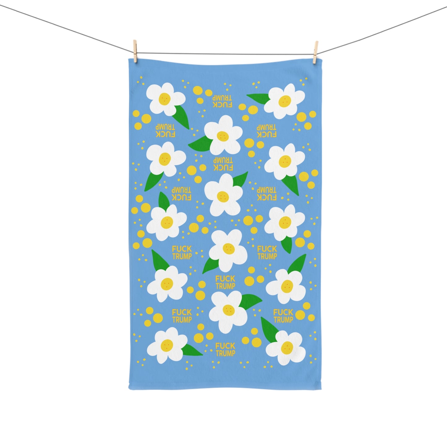 Slightly Subtle Daisy Blue Hand Towel