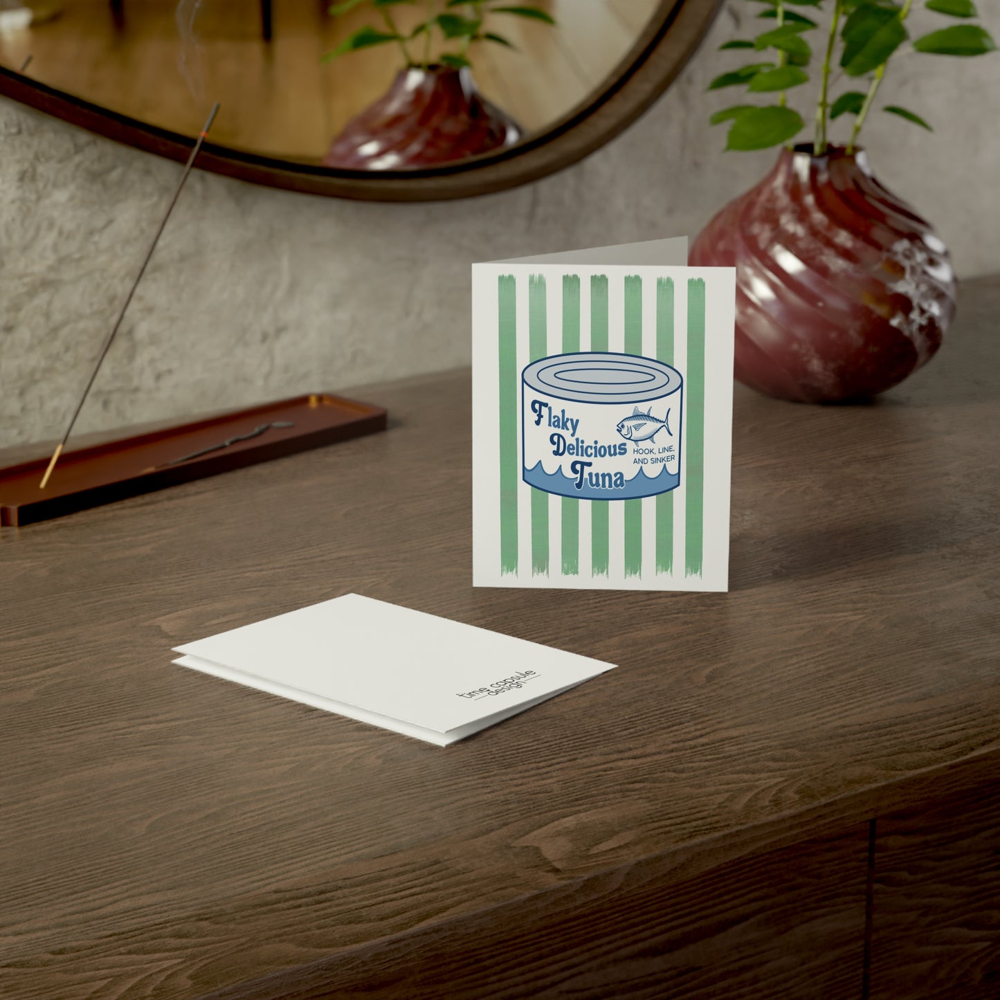 Vintage Tuna Can Greeting Card FDT 'Flaky Delicious Tuna' Nautical Thinking of You (Single or Pack)