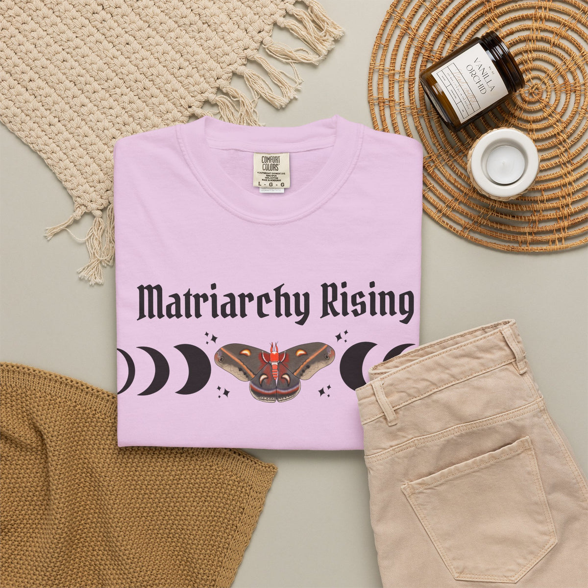 Matriarchy Rising Tee Moon Phases & Moth Feminist Graphic T-Shirt