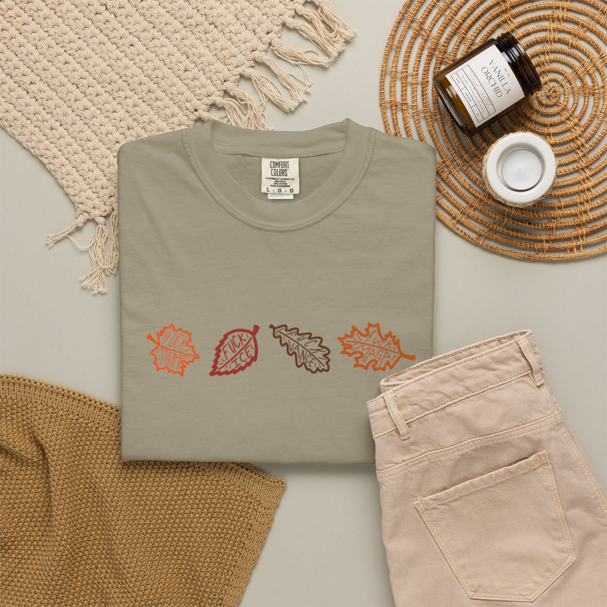 Autumn Leaves T-Shirt FDT Minimal Fall Foliage Graphic Tee