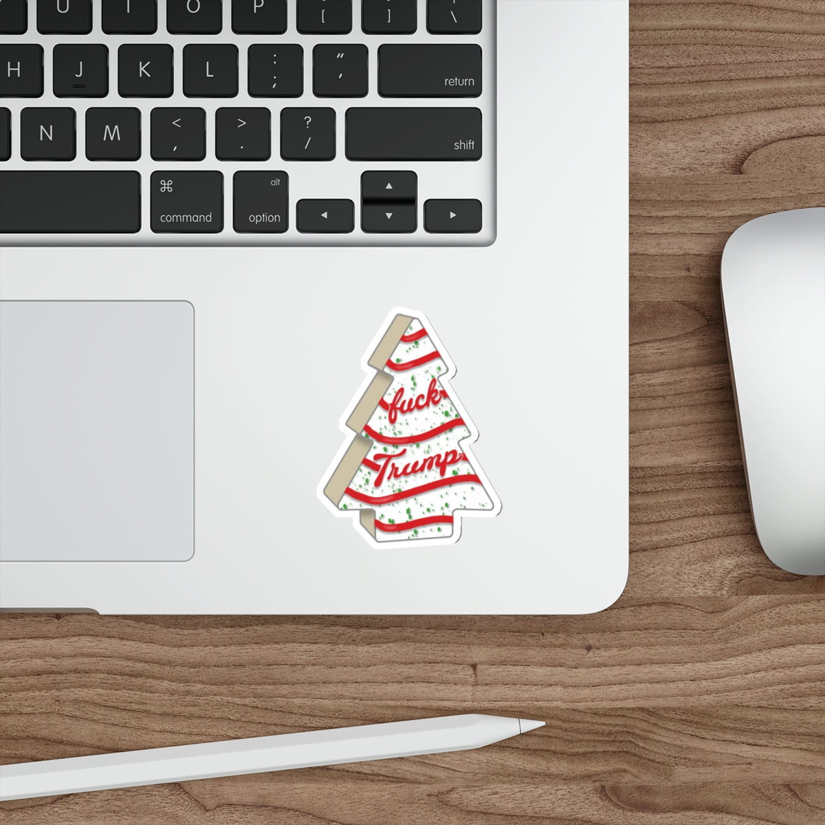 Slightly Subtle Tree Cake FDT Festive Die-Cut Stickers | Holiday, Political Humor, Gift for Activists, Laptop Decor, Christmas Decor