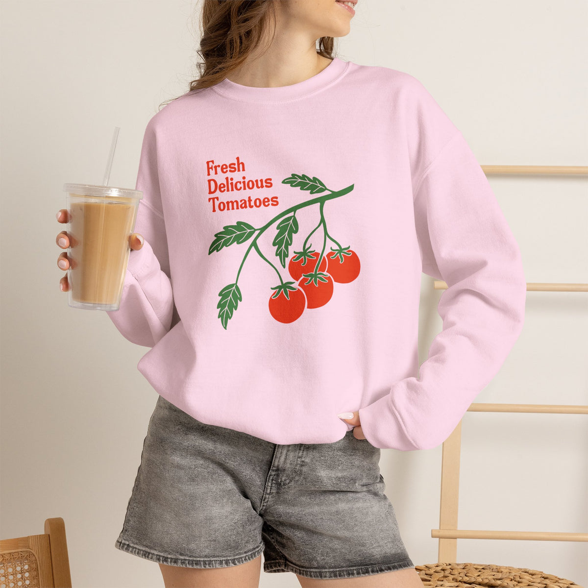 Tomato Crewneck Sweatshirt “Fresh Delicious Tomatoes” Vintage Farm Graphic