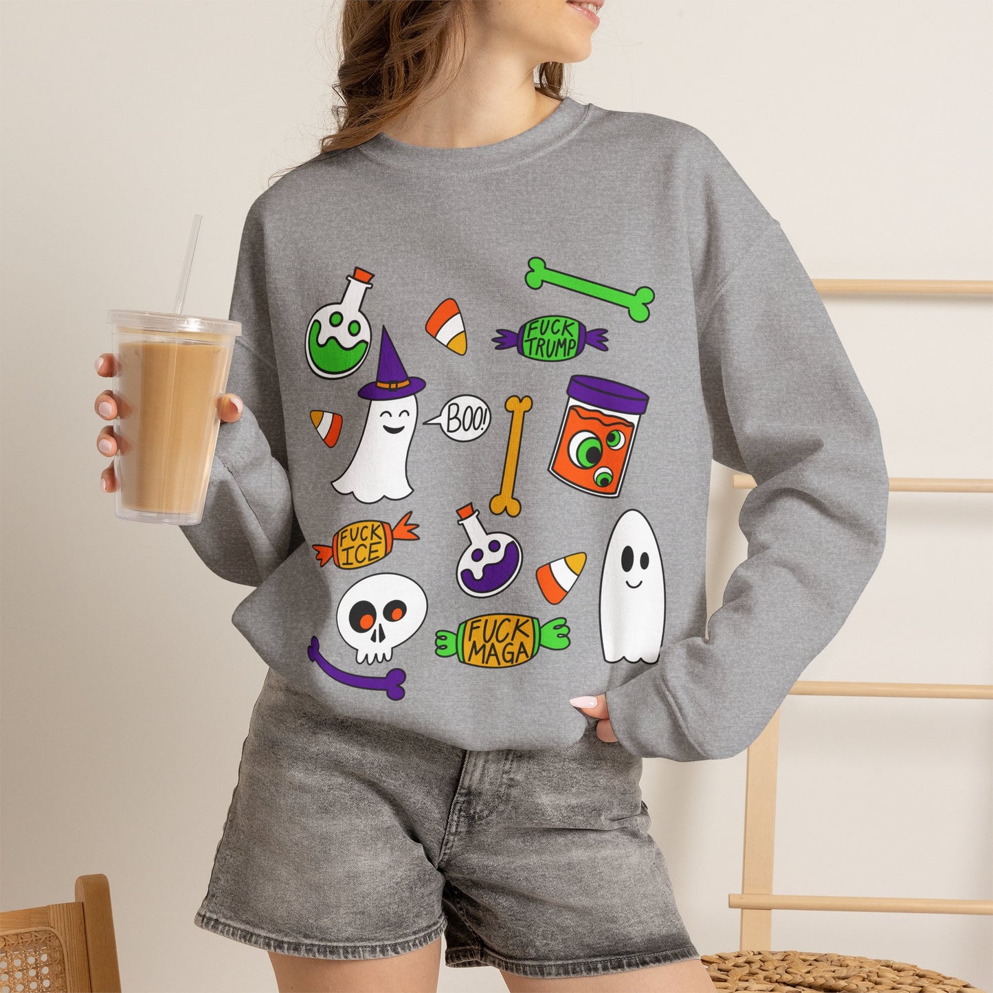 Halloween Candy Ghosts Crewneck Sweatshirt — Cute Spooky Graphic