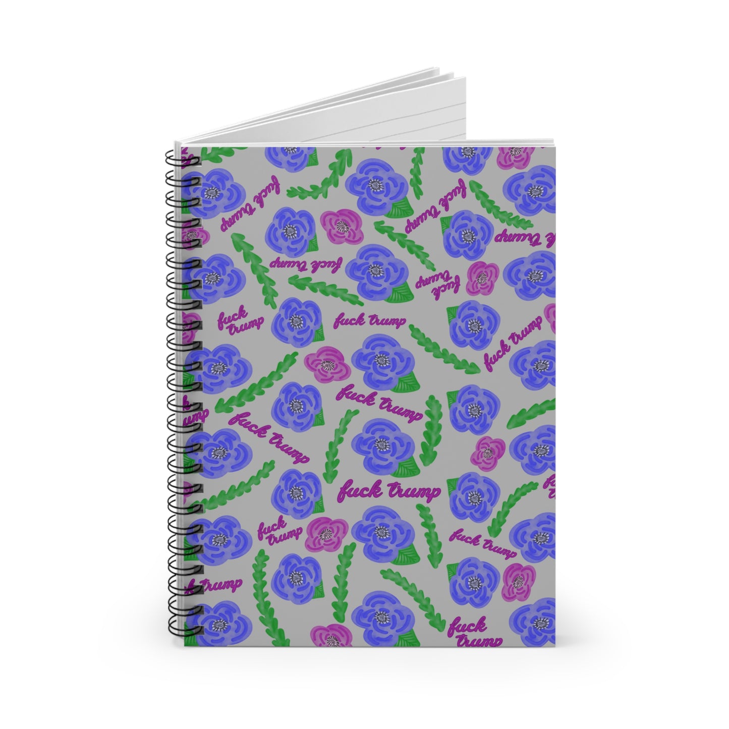 Slightly Subtle Blue Poppies Floral Spiral Notebook - Bold & Expressive, Ideal for Artists, Creative Writing, Political Expression, Gifts for Activists, Journal