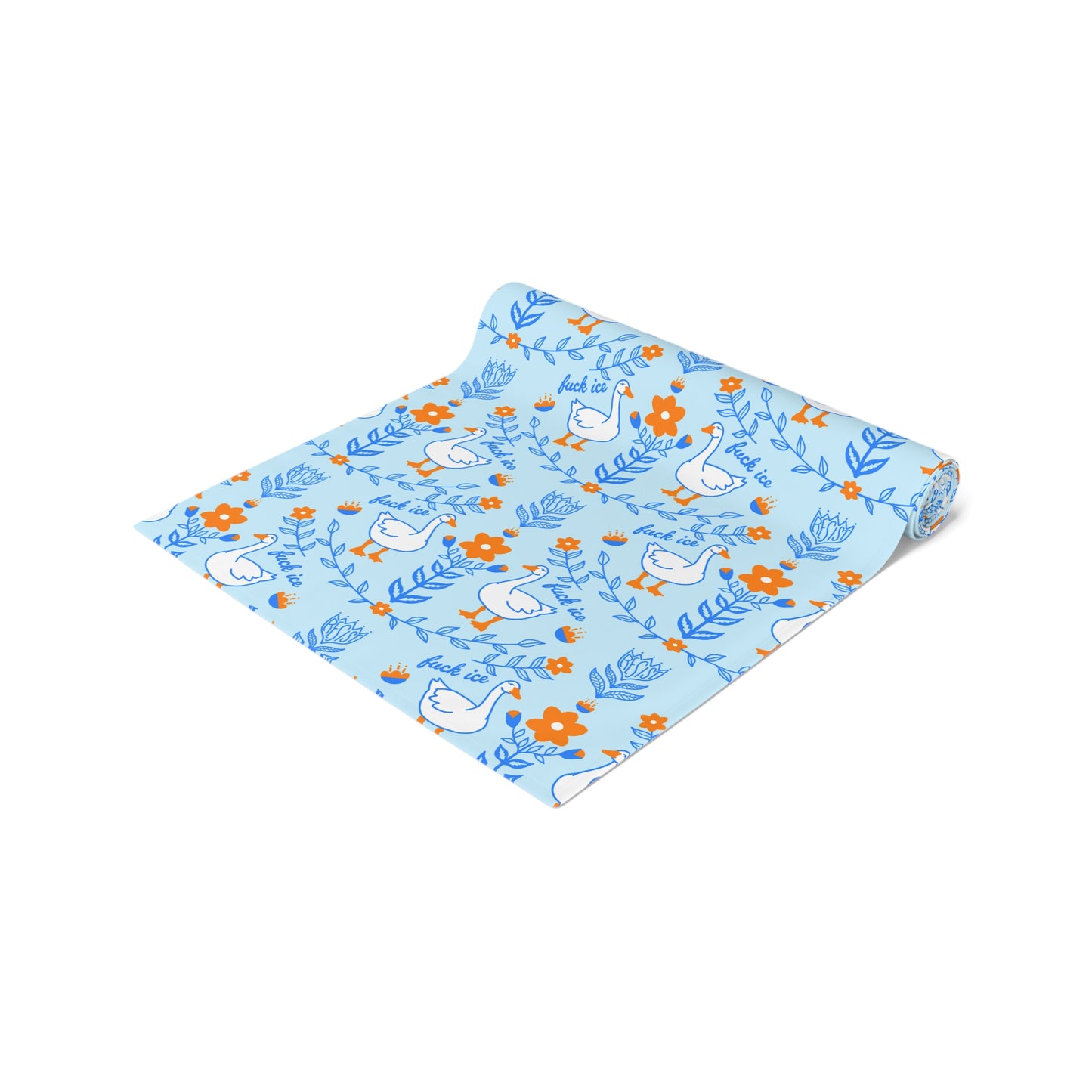 Silly Goose Floral Pattern Table Runner | Blue Fuck Ice Resist Design