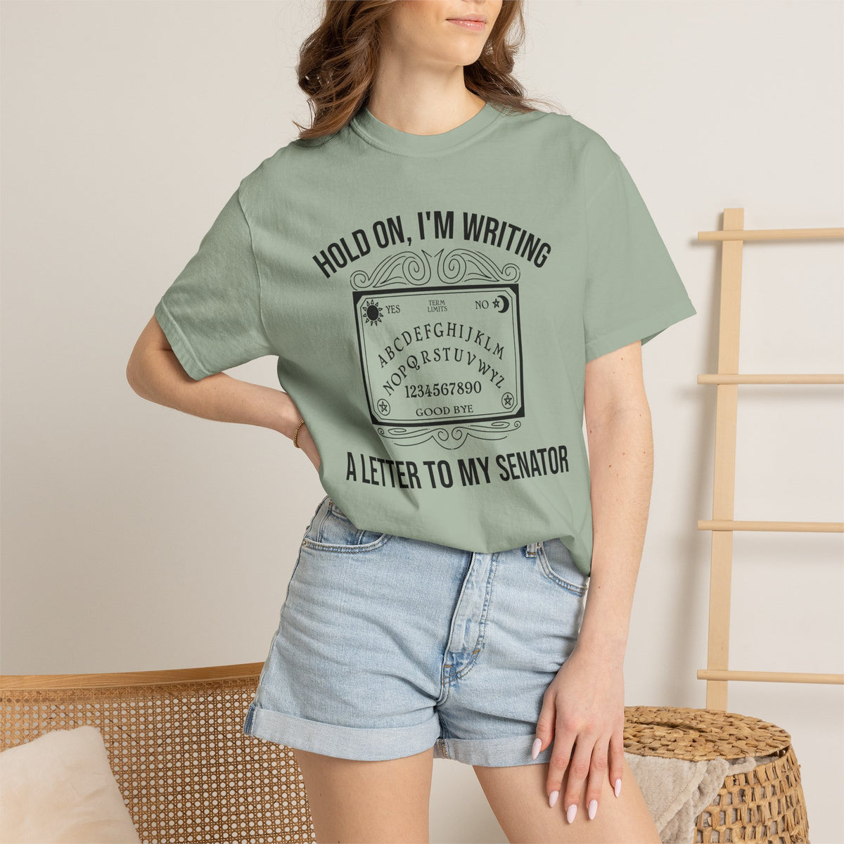 Hold On I'm Writing A Letter To My Senator T-Shirt Ouija Board Political Protest Tee