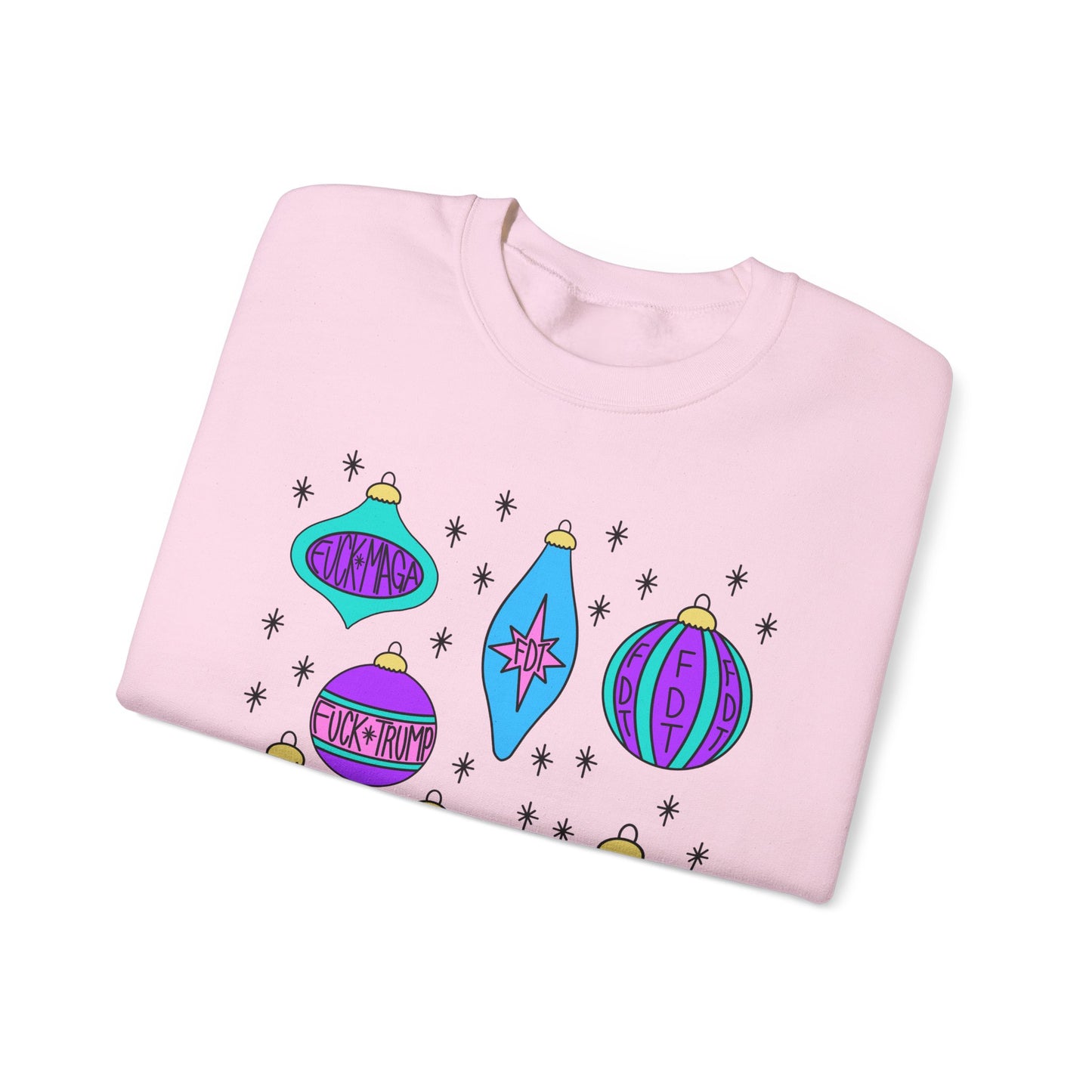 Slightly Subtle Ornaments Colorful Holiday FDT Sweatshirt, Cozy Unisex Crewneck Christmas, Gift for Her, Winter Wear, Festive Apparel