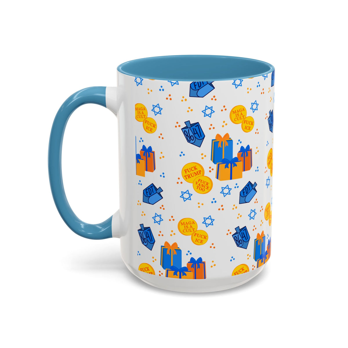 Hanukkah Gift Coffee Mug – Happy Hanukkah Dreidel Gelt Gifts FDT Mug