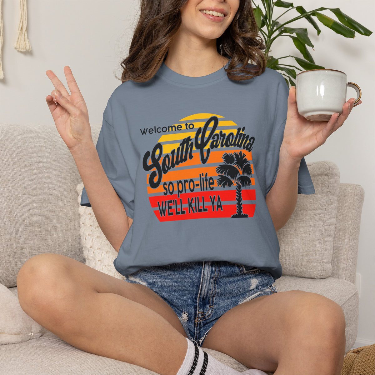 South Carolina Political Dark Humor Abortion Sunset T-Shirt Welcome to South Carolina Graphic Tee