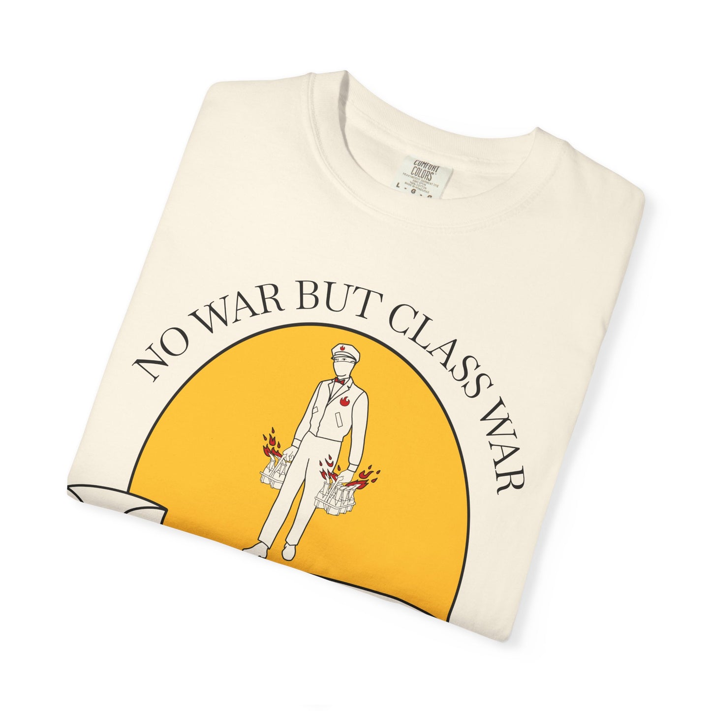 No War But Class War Beverage Delivery T-shirt | Delivery Worker Illustration