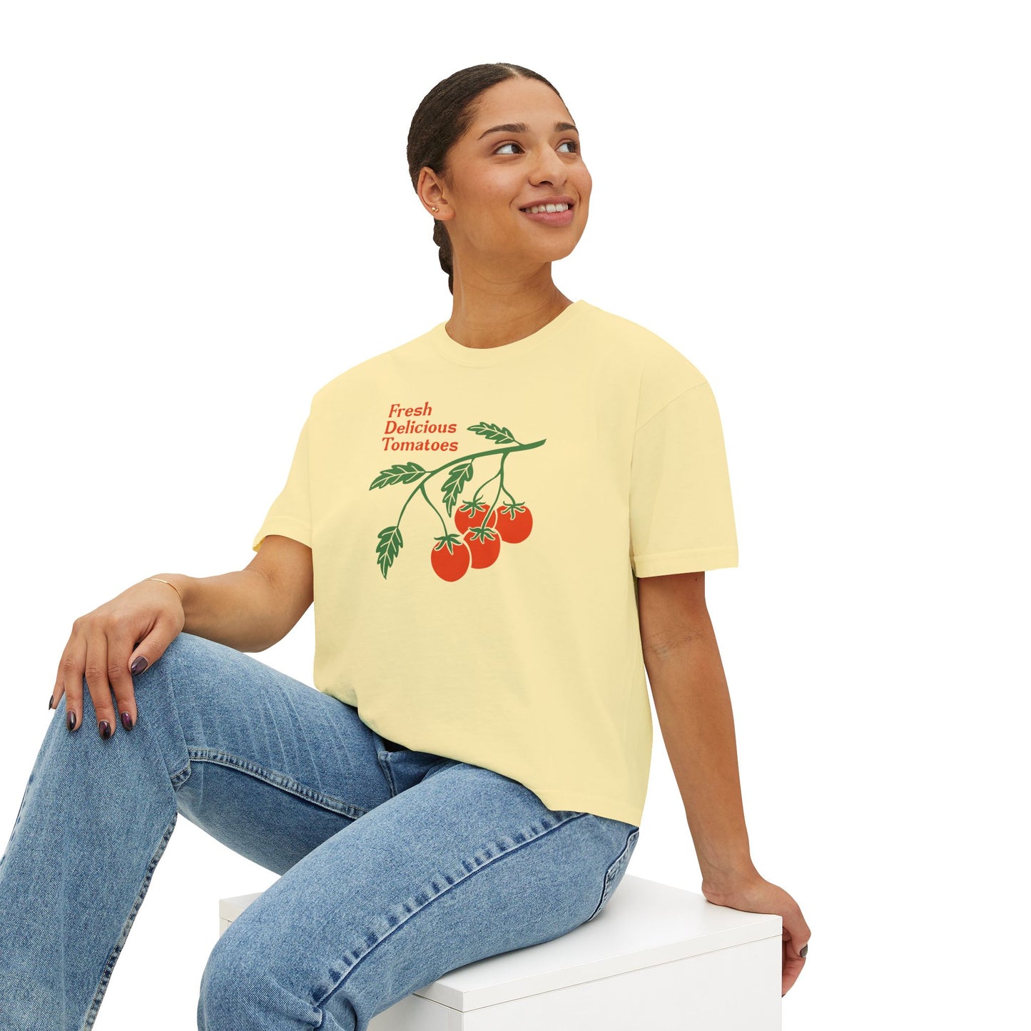 Fresh Delicious Tomatoes CROP Tee | Tomato Vine Illustration, Garden Produce Shirt Comfort Colors Boxy Crop