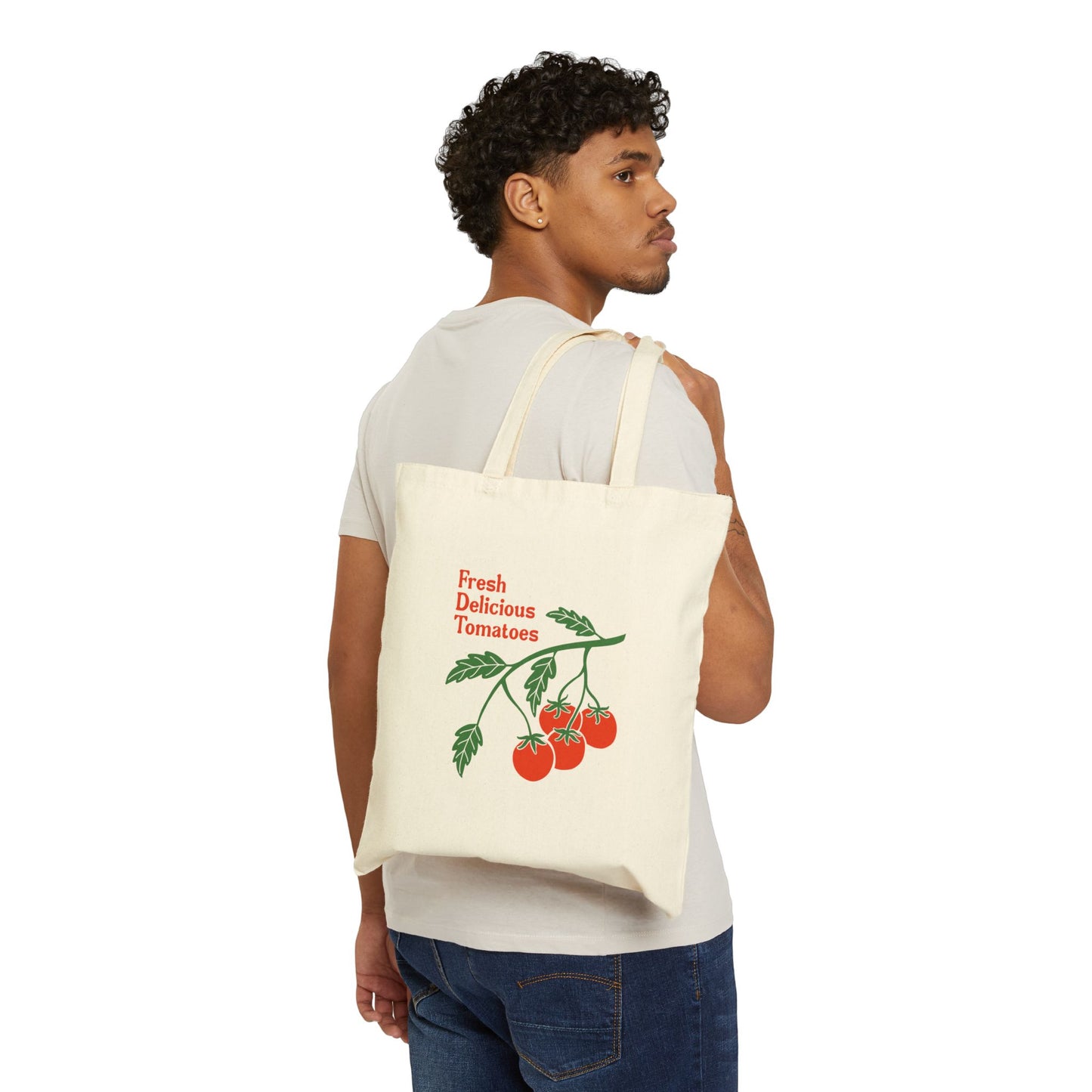 Fresh Delicious Tomatoes Tote Bag | Vintage Tomato Illustration, Farmer's Market Canvas fdt