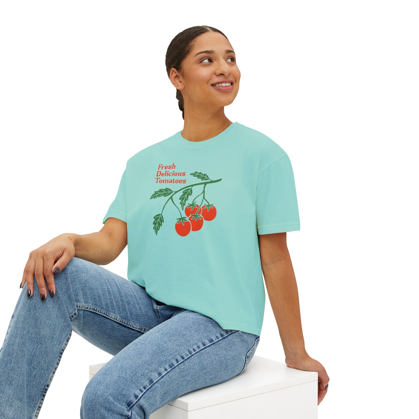 Fresh Delicious Tomatoes CROP Tee | Tomato Vine Illustration, Garden Produce Shirt Comfort Colors Boxy Crop