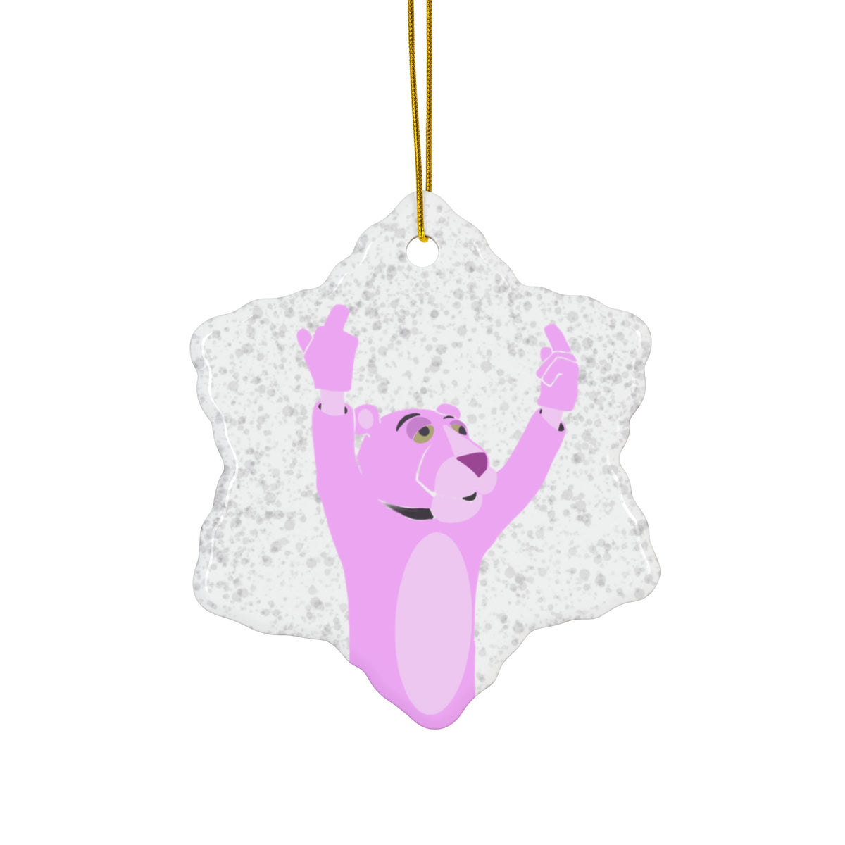 Pink Panther Protest Pepper Spray Ceramic Christmas Ornament