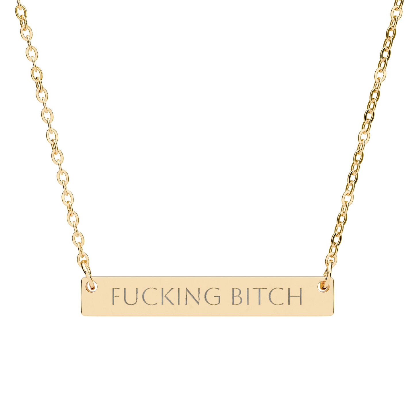 Fucking Bitch horizontal bar necklace | Engraved nameplate pendant