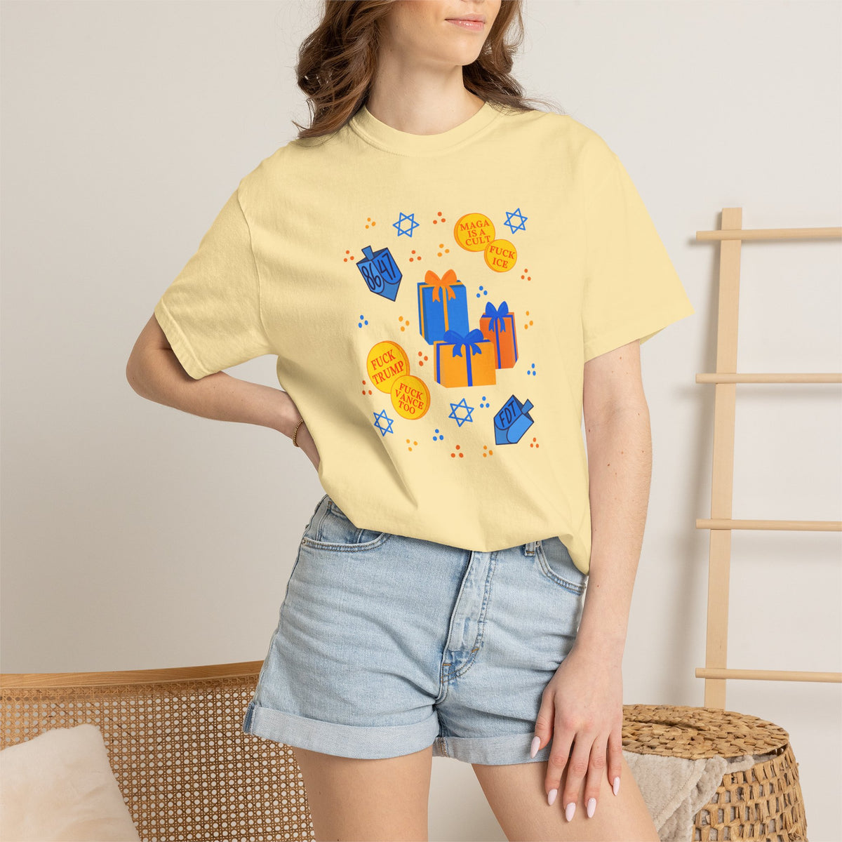 Slightly Subtle Hanukkah Dreidel Gelt Gift Celebration T-Shirt