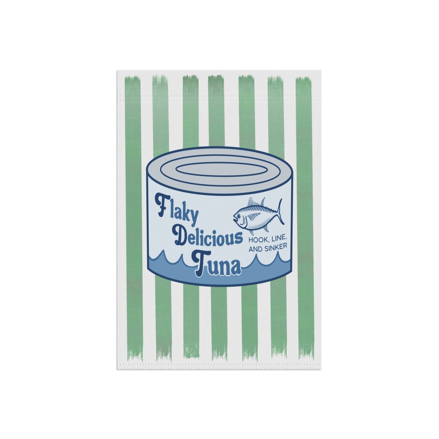 Tuna Can Garden Flag — Vintage 'Flaky Delicious Tuna' Striped House Banner FDT