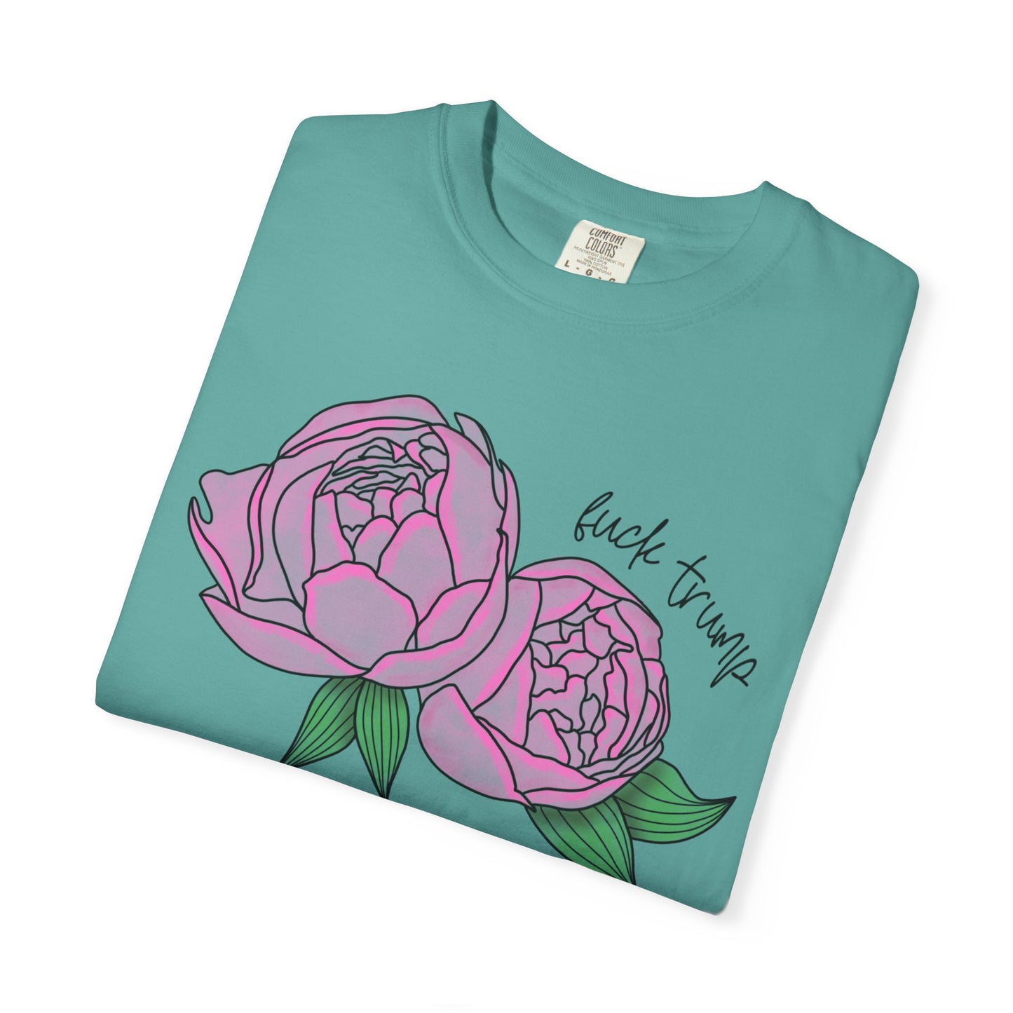 Slightly Subtle Pink Peony Floral Illustration T-shirt | Hand-drawn Blooms FDT