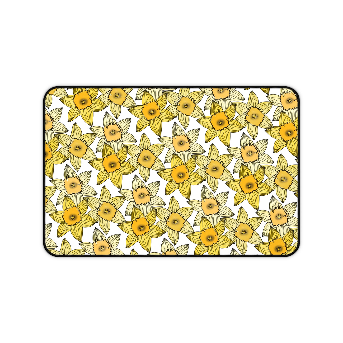 Slightly Subtle Yellow Daffodil Pattern Desk Mat | Spring Floral Pet Feeding Mat