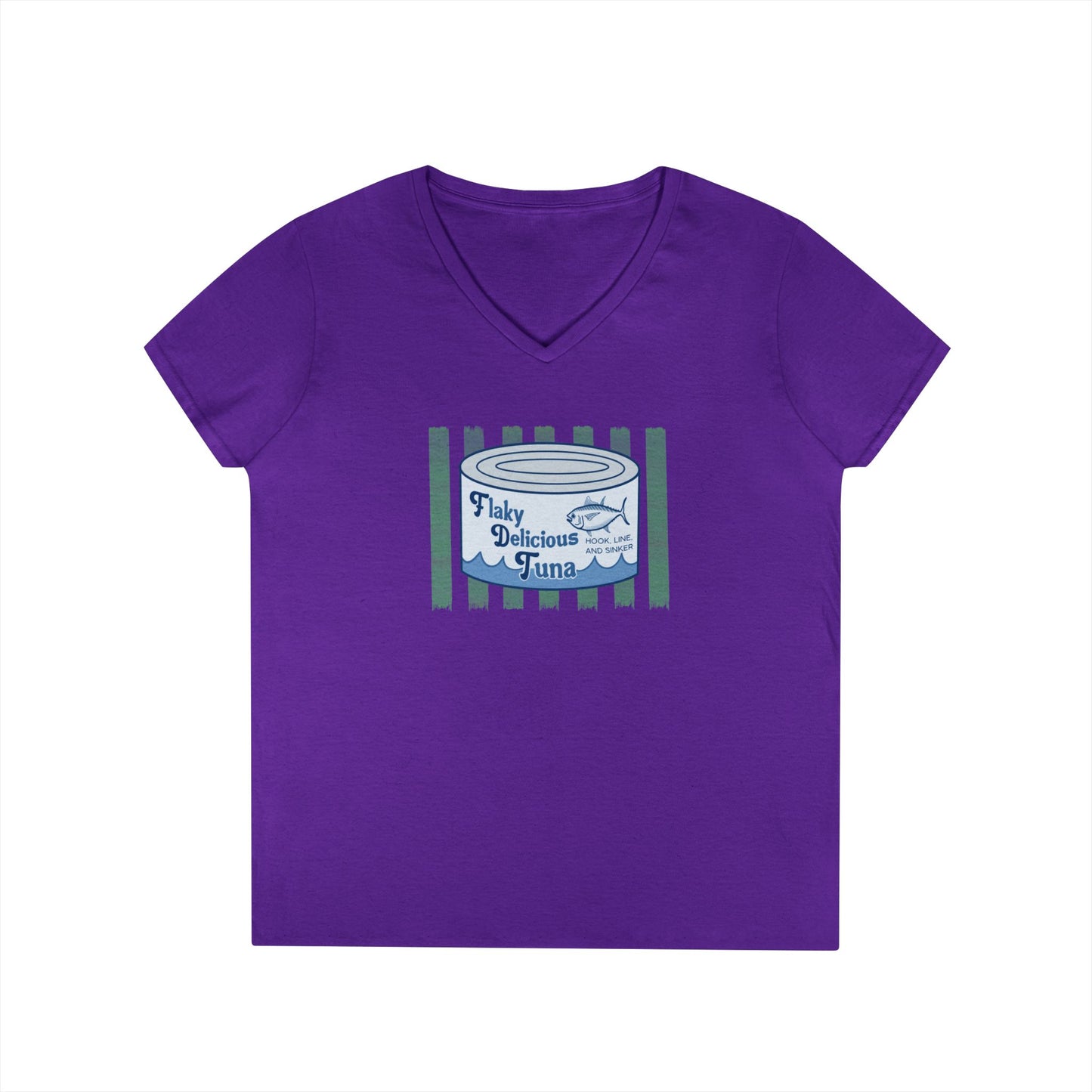 Flaky Delicious Tuna can graphic Tee | V-Neck T-Shirt FDT