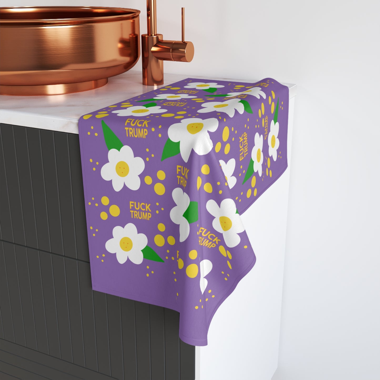 Subtle Daisy Purple Hand Towel
