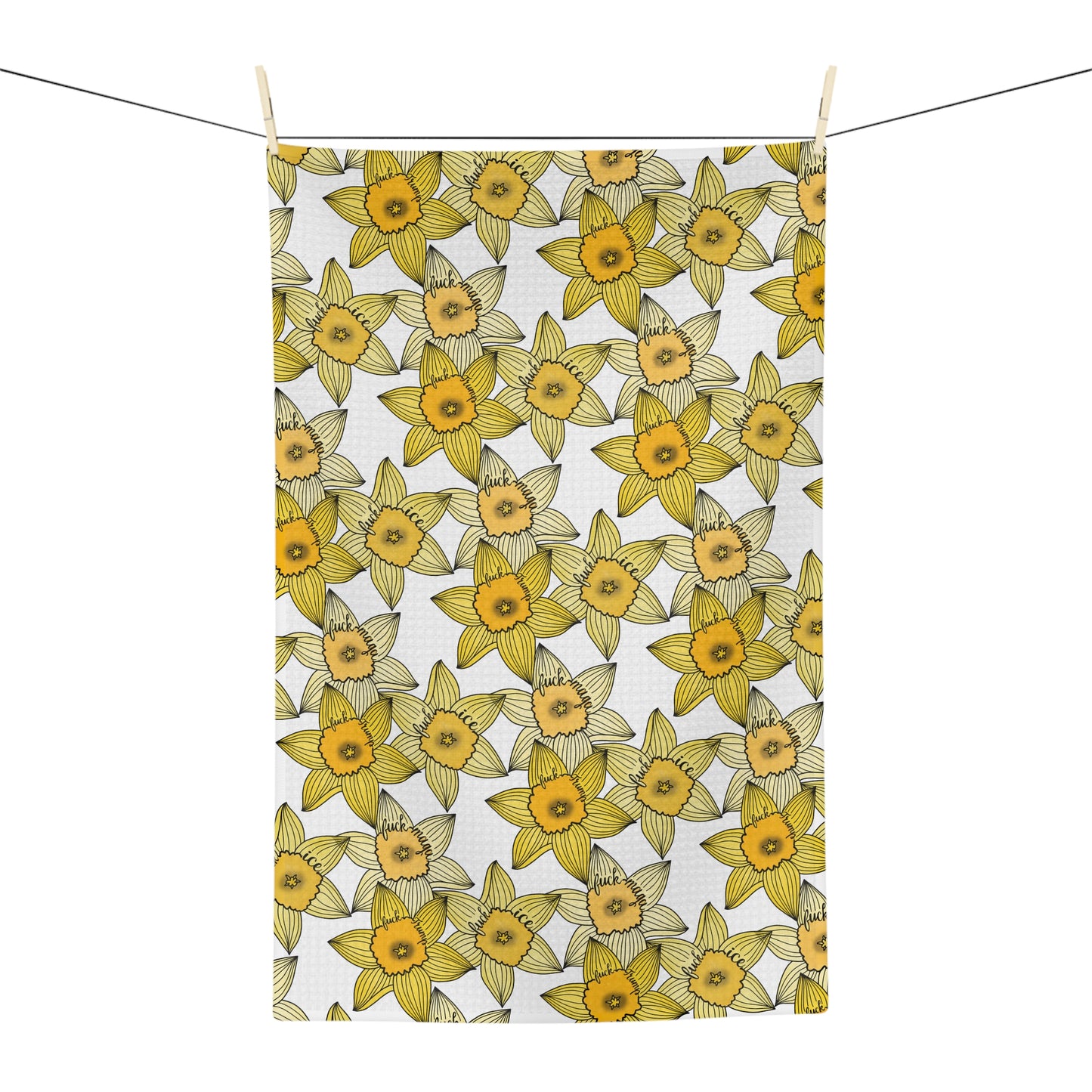 Slightly Subtle Daffodil Pattern Microfiber Tea Towel | Yellow Spring Floral Kitchen FDT ice