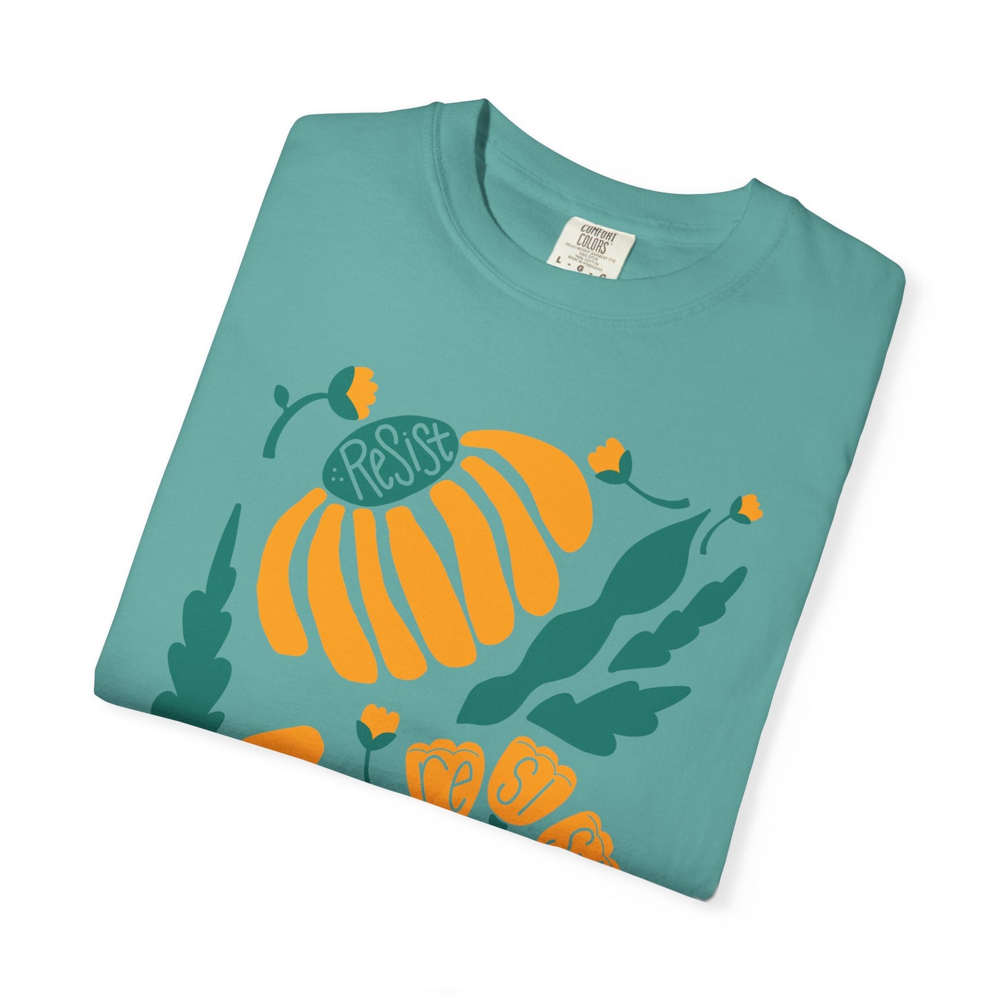 Floral Resist Tee — Retro Orange & Green Autumn Graphic T-Shirt