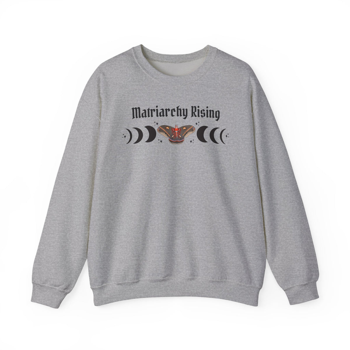 Matriarchy Rising Witchy Moon Phases Moth Crewneck Sweatshirt