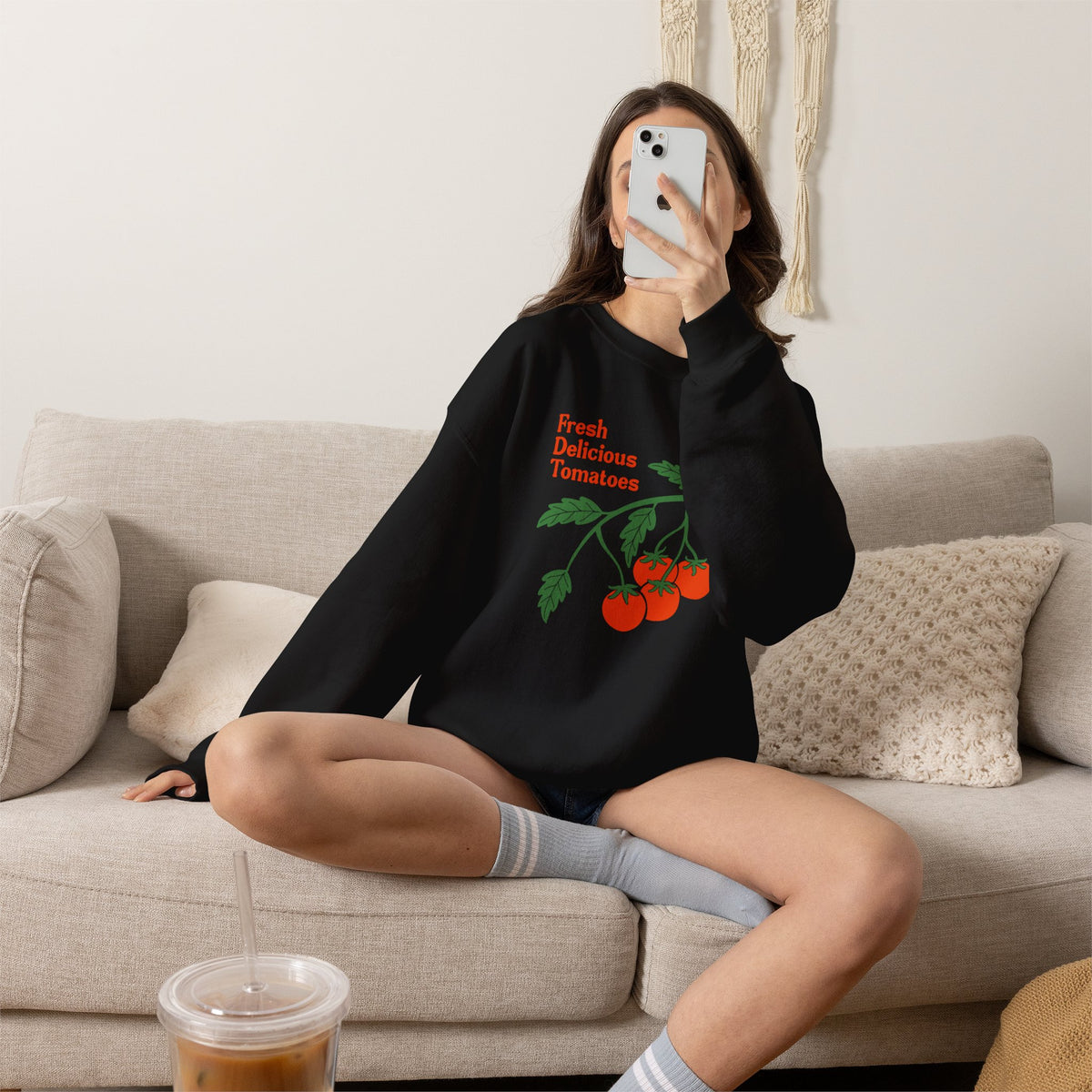 Tomato Crewneck Sweatshirt “Fresh Delicious Tomatoes” Vintage Farm Graphic