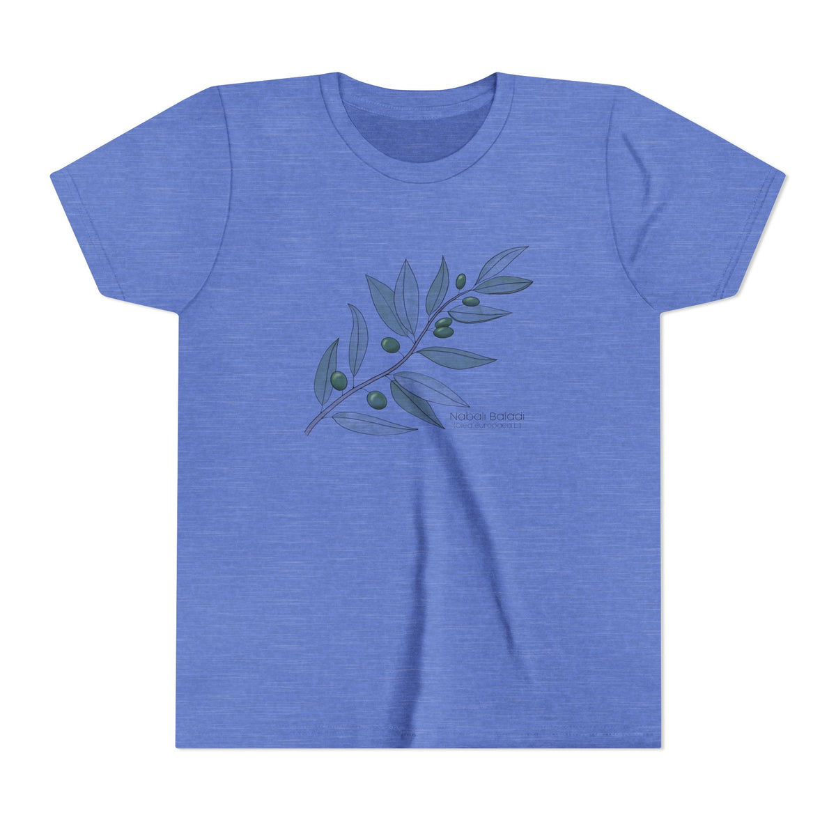 Youth Short Sleeve Tee with Olive Botanical Leaf Design