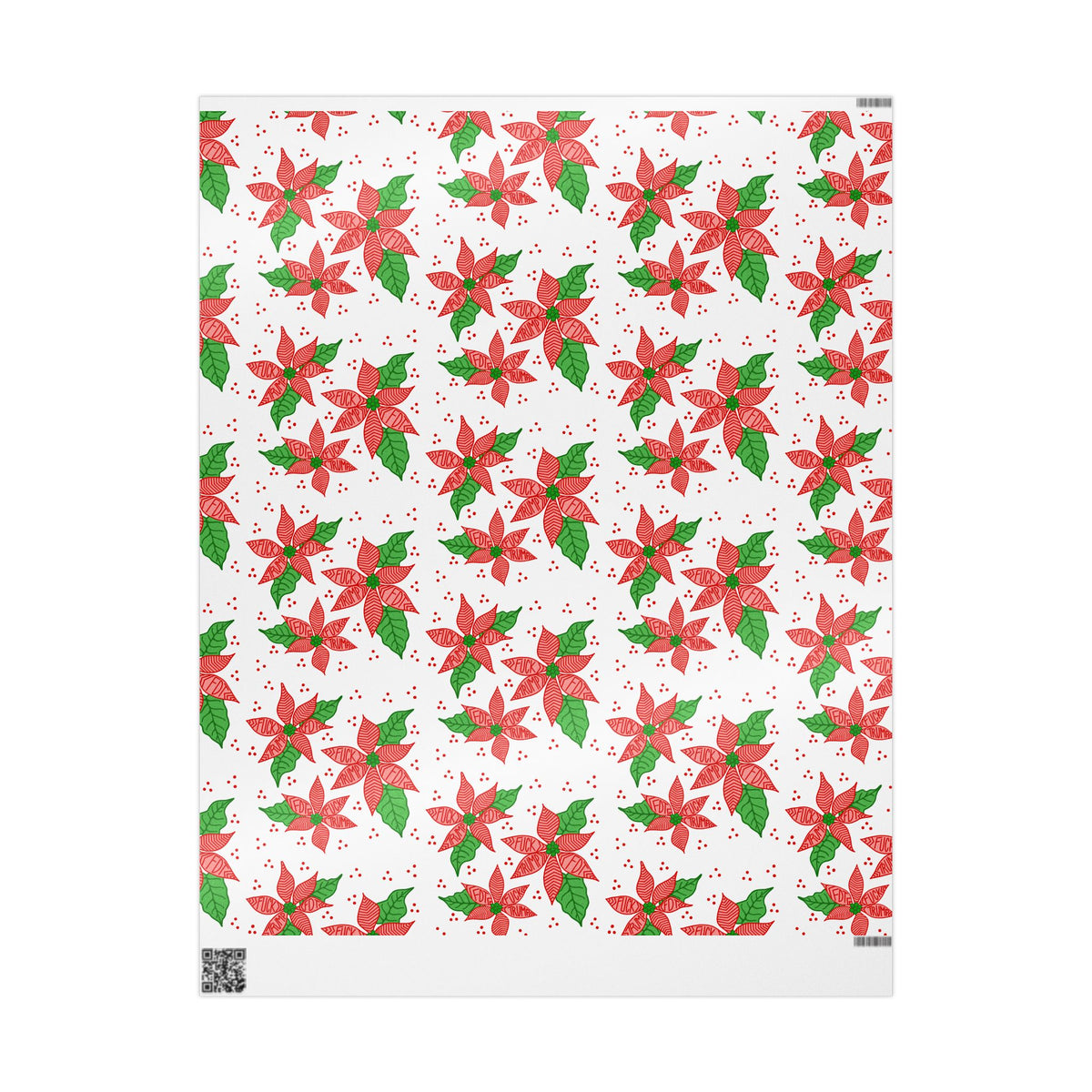 Poinsettia Pattern Wrapping Paper | Christmas Floral Holiday Wrap