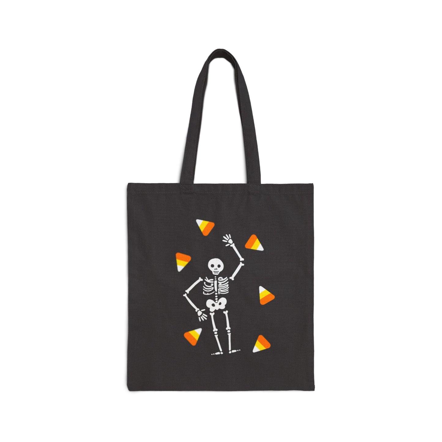 Halloween Candy Corn Skeleton Tote Bag Cute Spooky Canvas Trick or Treat