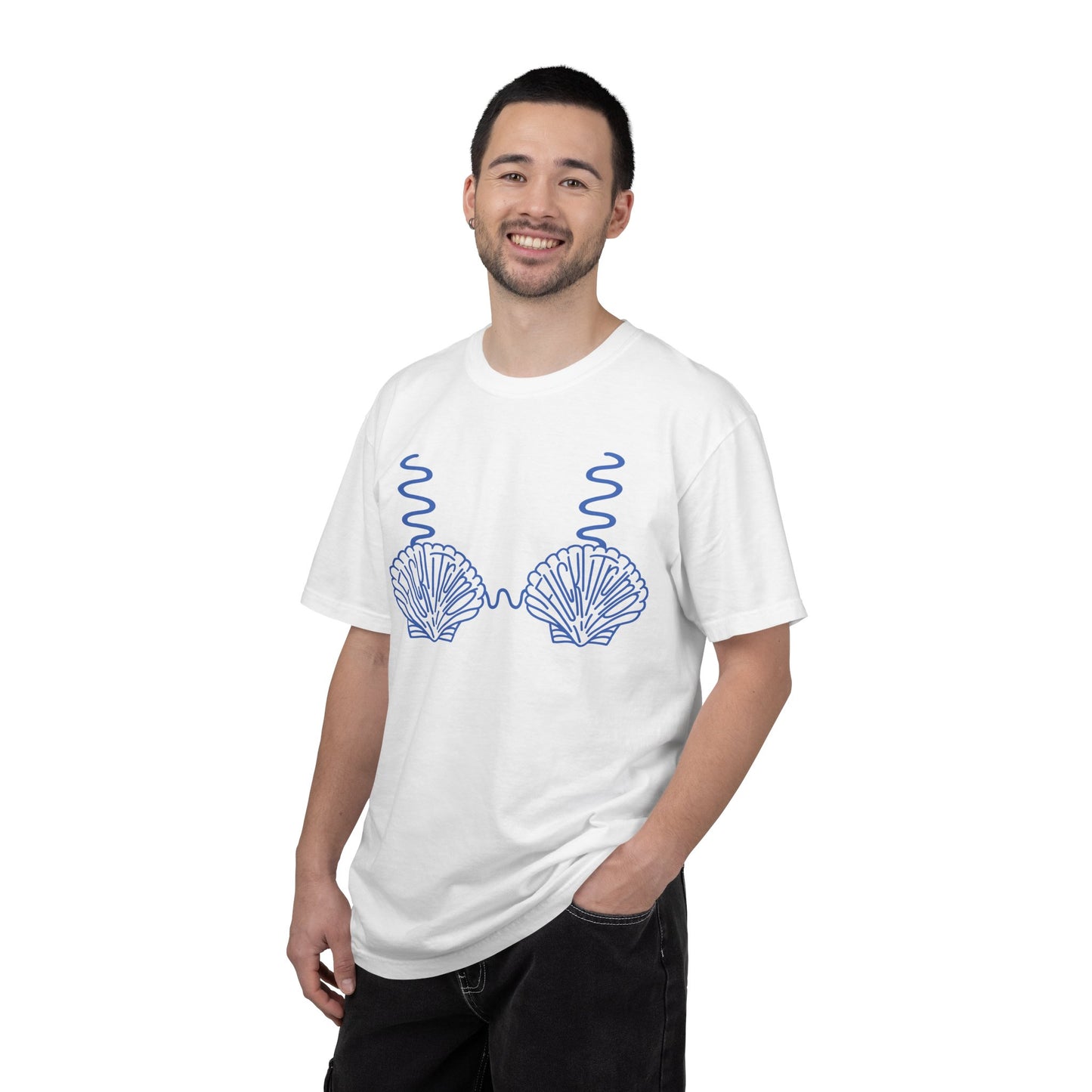 Slighly Subtle Seashell Bikini Line Art T-Shirt | Beachy Mermaid Shells Graphic Tee FDT