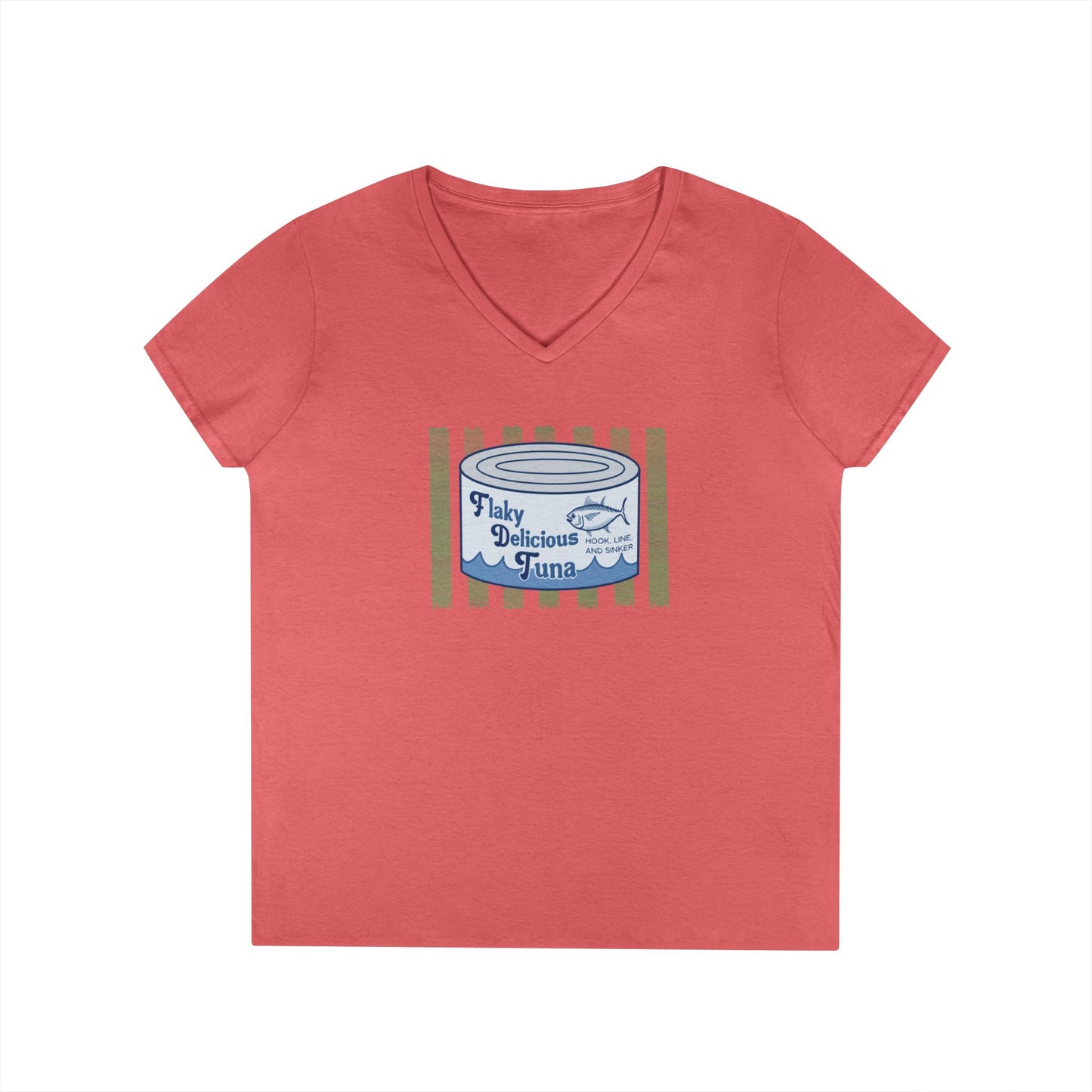 Flaky Delicious Tuna can graphic Tee | V-Neck T-Shirt FDT