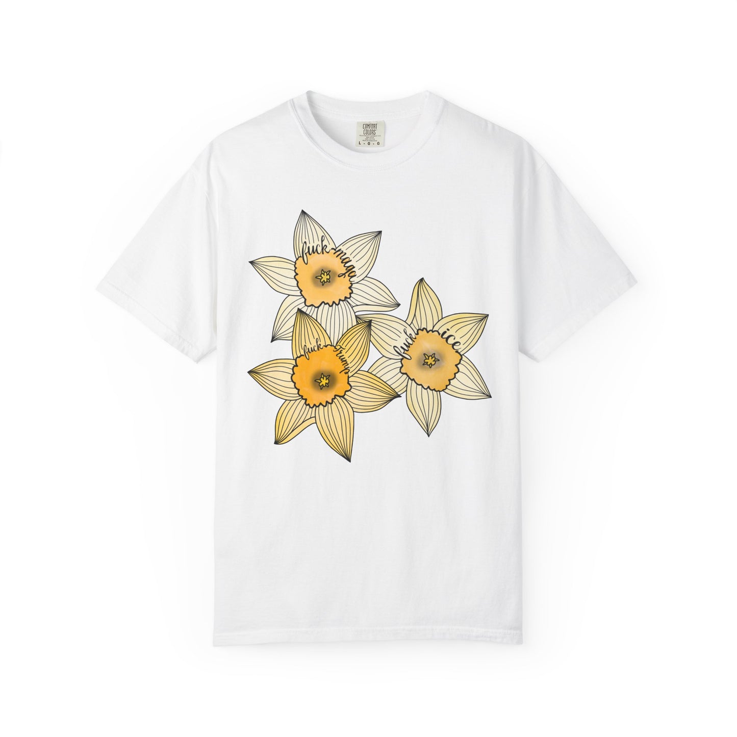 Slightly Subtle Daffodil Trio T-shirt | Yellow Floral Spring Bloom Tee FDT