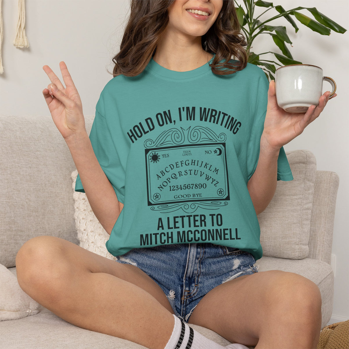 Ouija Board 'Hold On, I'm Writing a Letter to Mitch McConnell' T-Shirt